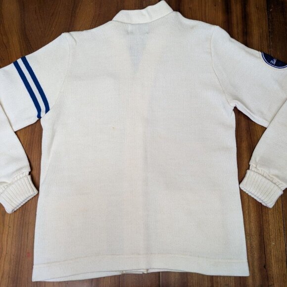 Vintage Dehen Wool Letterman Sweater Cardigan Blue T Basketball Drama Spirit 40 - Picture 13 of 16